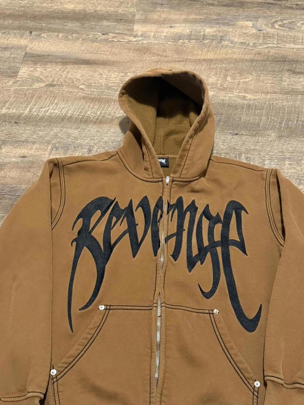 Revenge Zip Up Hoodie Brown
